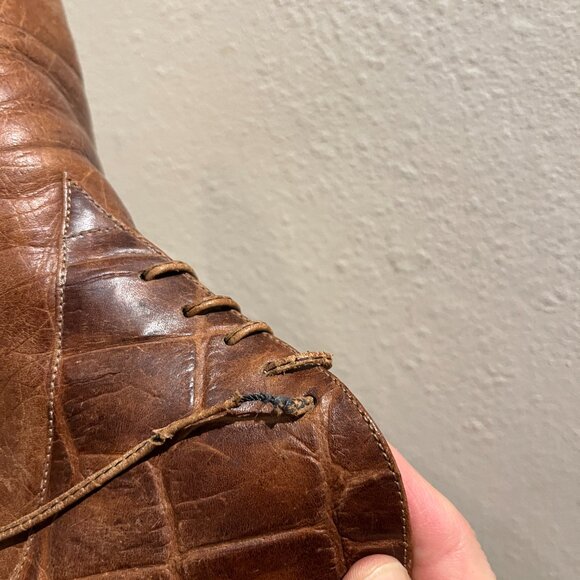 Vintage Brown Leather Lace-Up Boots - Size 9 - Picture 5 of 11